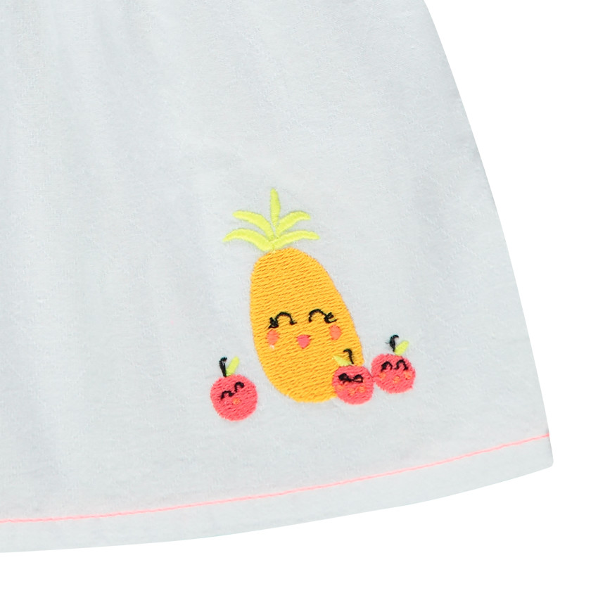 Tuniek met strikjes en geborduurde fruitjes 