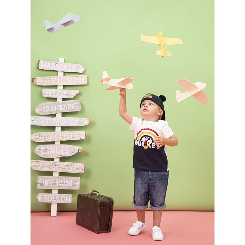 Pet van twill met oortjes en Disney Mickey-print 