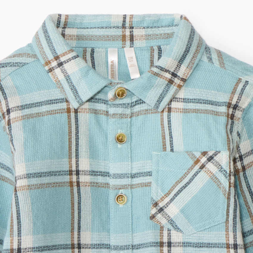 Chemise manches longues à carreaux en flanelle pour bébé garçon 