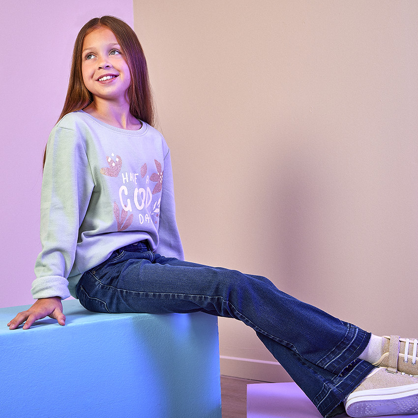 Jean en denim coupe évasé pour fille 