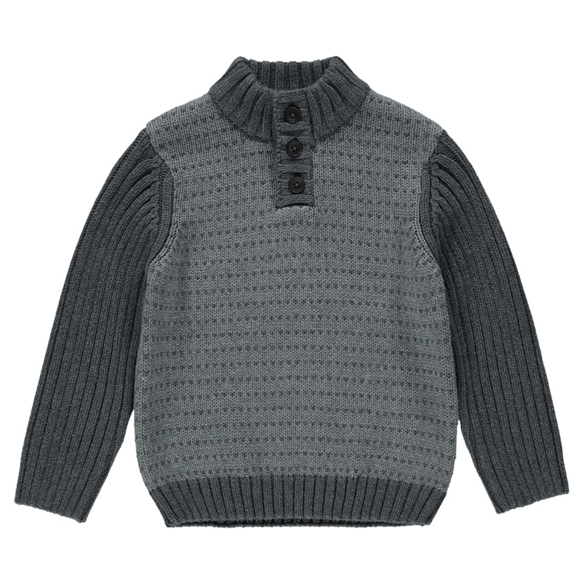 Pull en tricot fantaisie avec col boutonné 