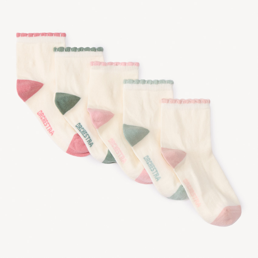Set van 5 paren van festonnerde sokken voor meisjes 