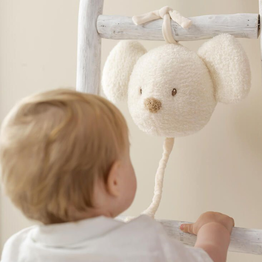 Muzikale knuffel - Muis Teddy - Ecru - 16 cm 
