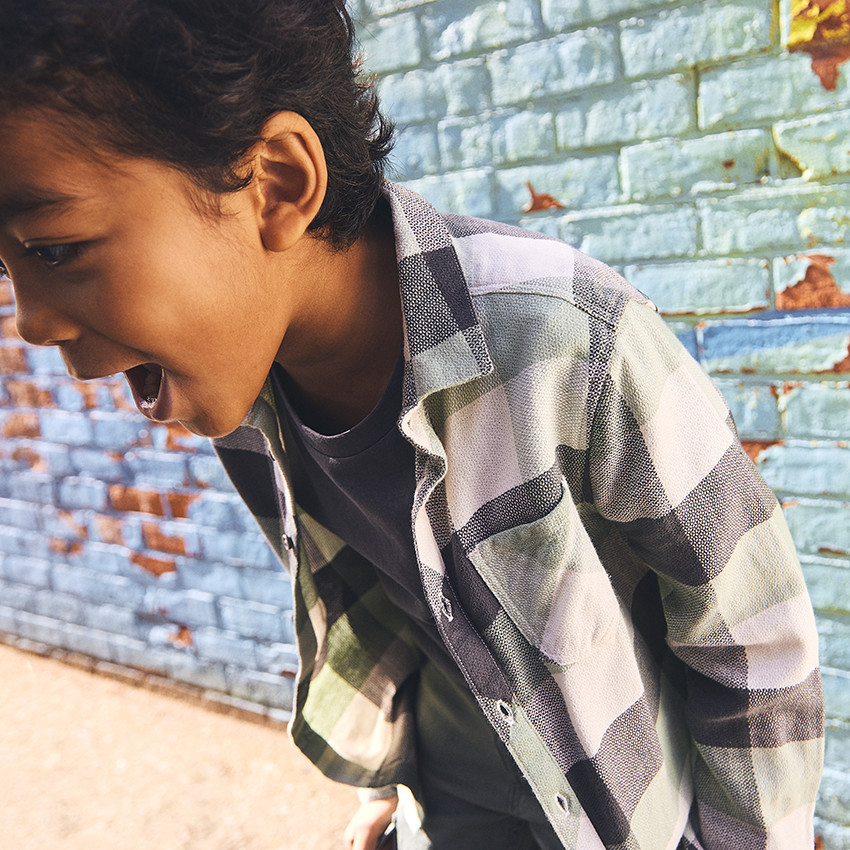 Lange mouwen geruite shirt met zak voor jongens 