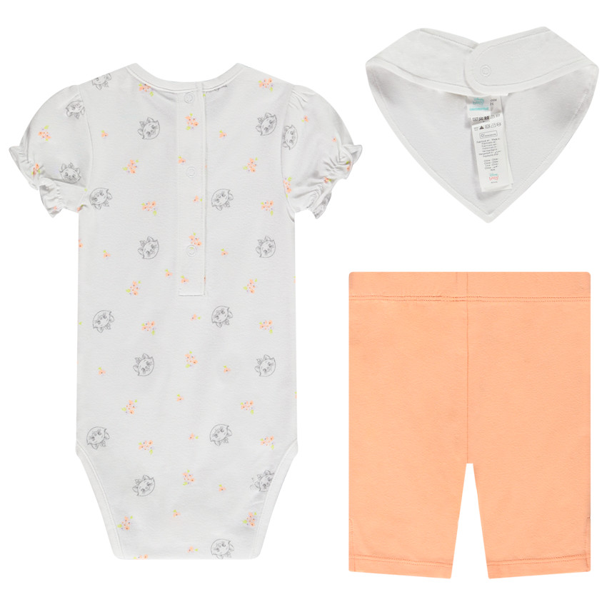 Drie-delige set in jersey body + corsaire + slabbetje Marie Disney voor meisjes 