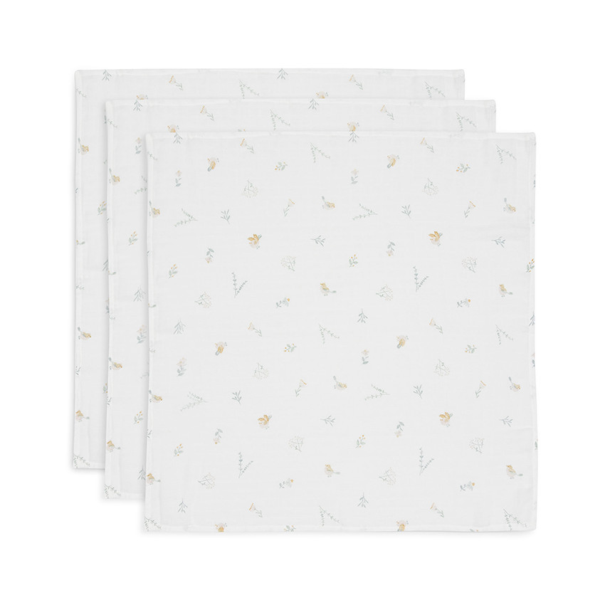 Lot de 3 langes en gaze de coton 70 x 70 cm Lovely Birds 