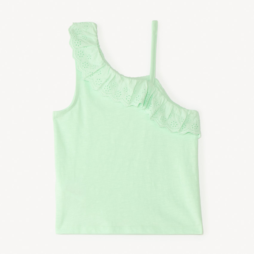 Débardeur à bretelles asymétriques et broderie anglaise fille 