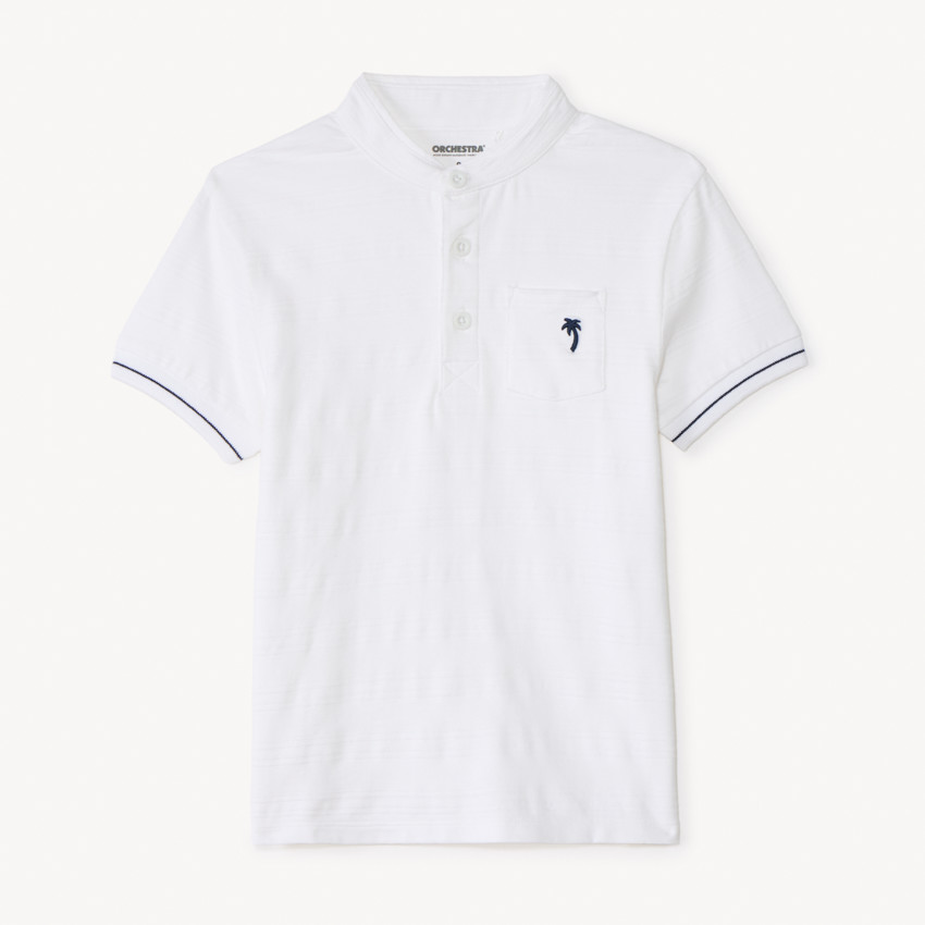 Korte mouw polo met mao kraag en palmboom borduring voor jongens 