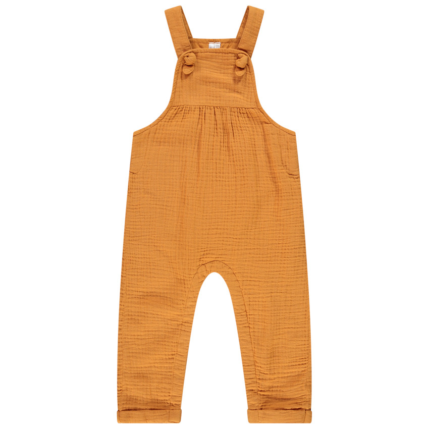 Salopette longue en double gaze de coton pour bébé fille 