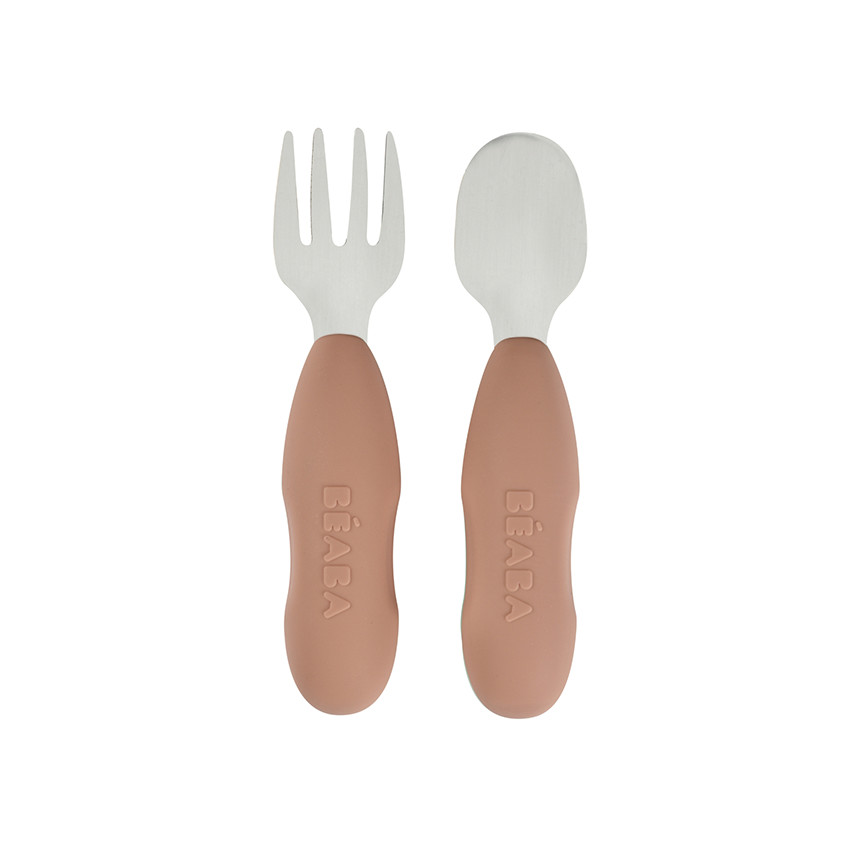 Lot de 2 pré-couverts en inox et silicone pralin 