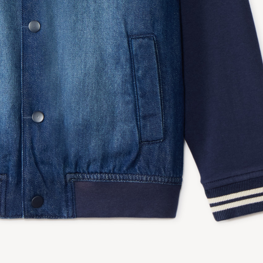 Veste teddy garçon bi-matière jean et molleton 