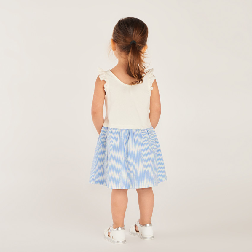 Robe débardeur 2-en-1 print fantaisie et jupe à rayures pour bébé fille 