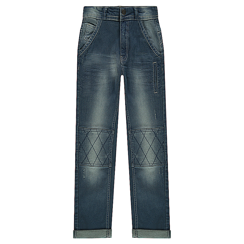 Junior ) Slim-fit jeans met used effect en kruisjes aan de knieën 