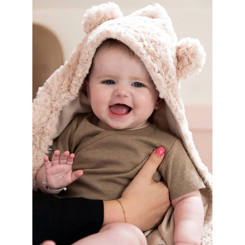 Couverture enveloppante avec oreilles Snow - Vieux rose 75x75 cm 