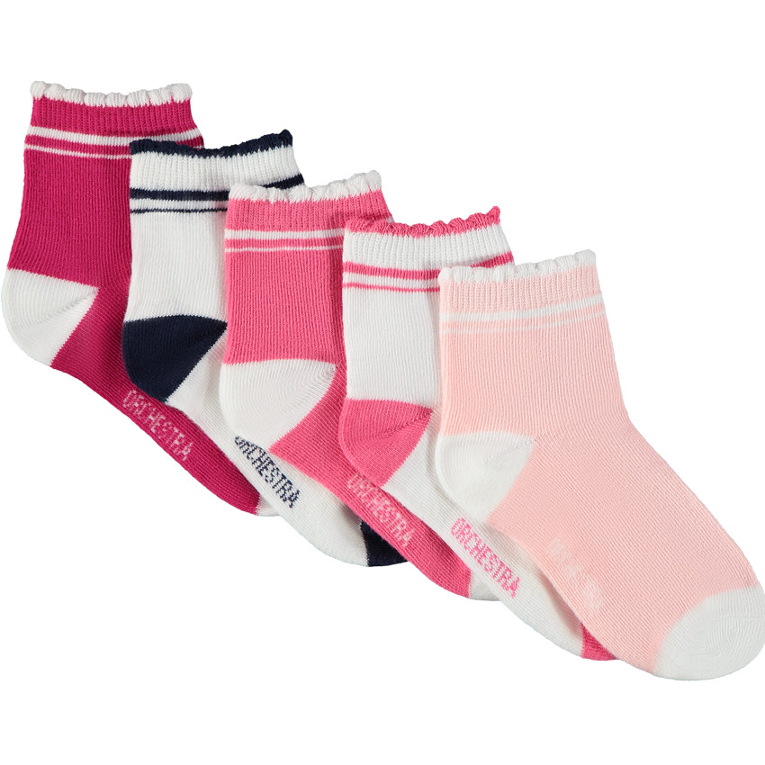 Lot de 5 paires de chaussettes fantaisie bicolores pour fille 