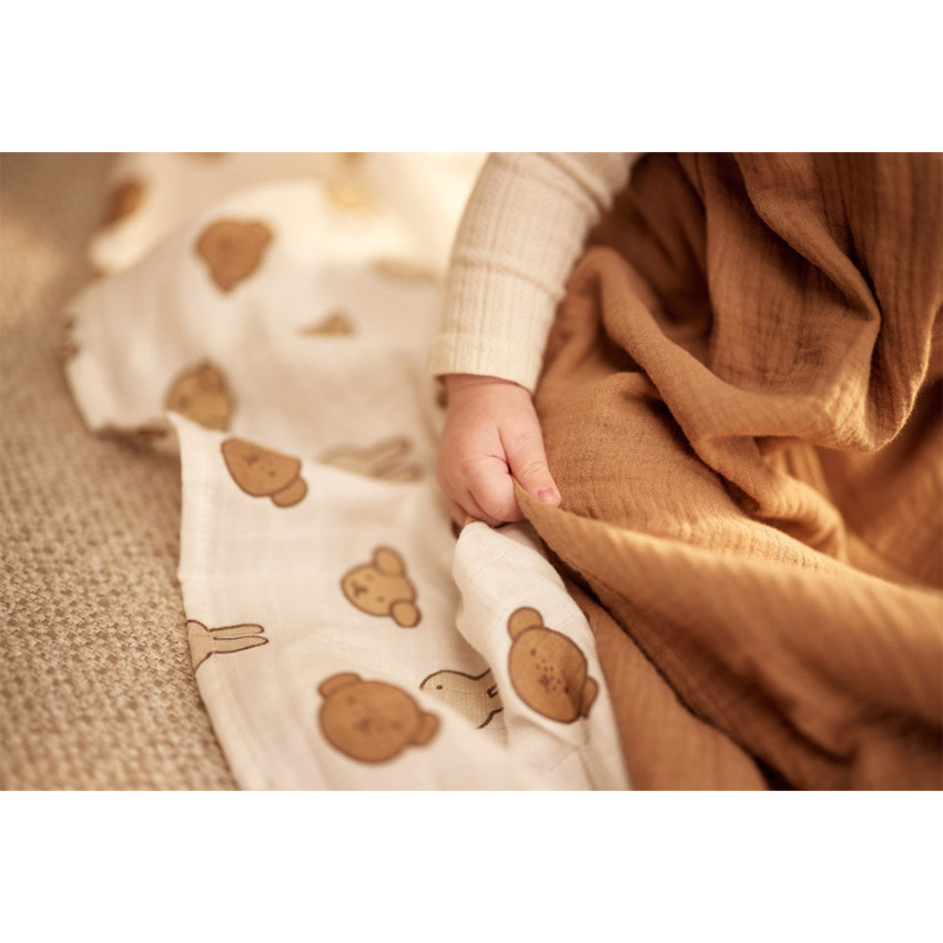 Gigoteuse sans manches 110cm gaze de coton Biscuit 