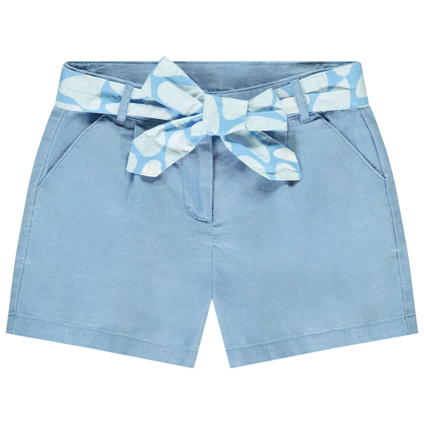 Short van stof met knoopceintuur voor meisjes 