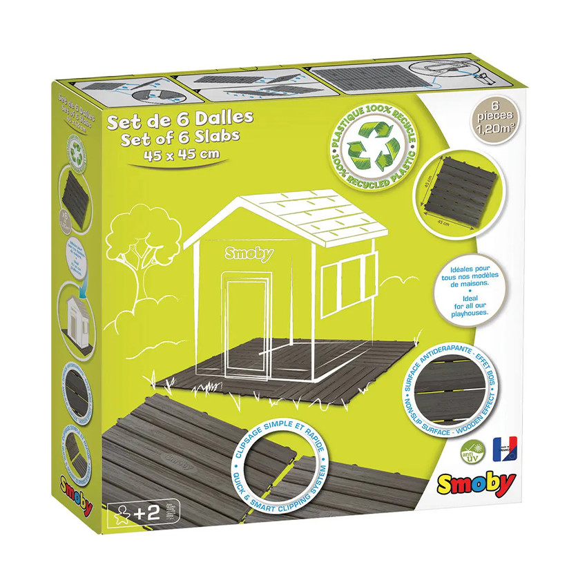 Lot de 6 dalles effet bois 45 x 45 cm gris 