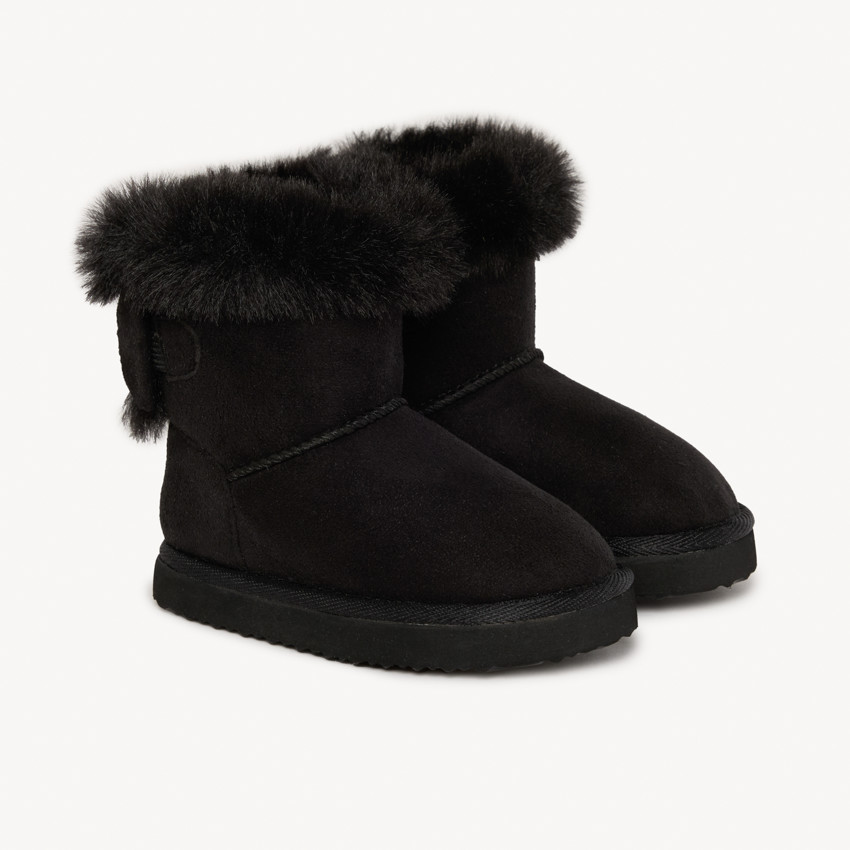 Laarsjes met namaakbontkraag en strik voor meisjes 