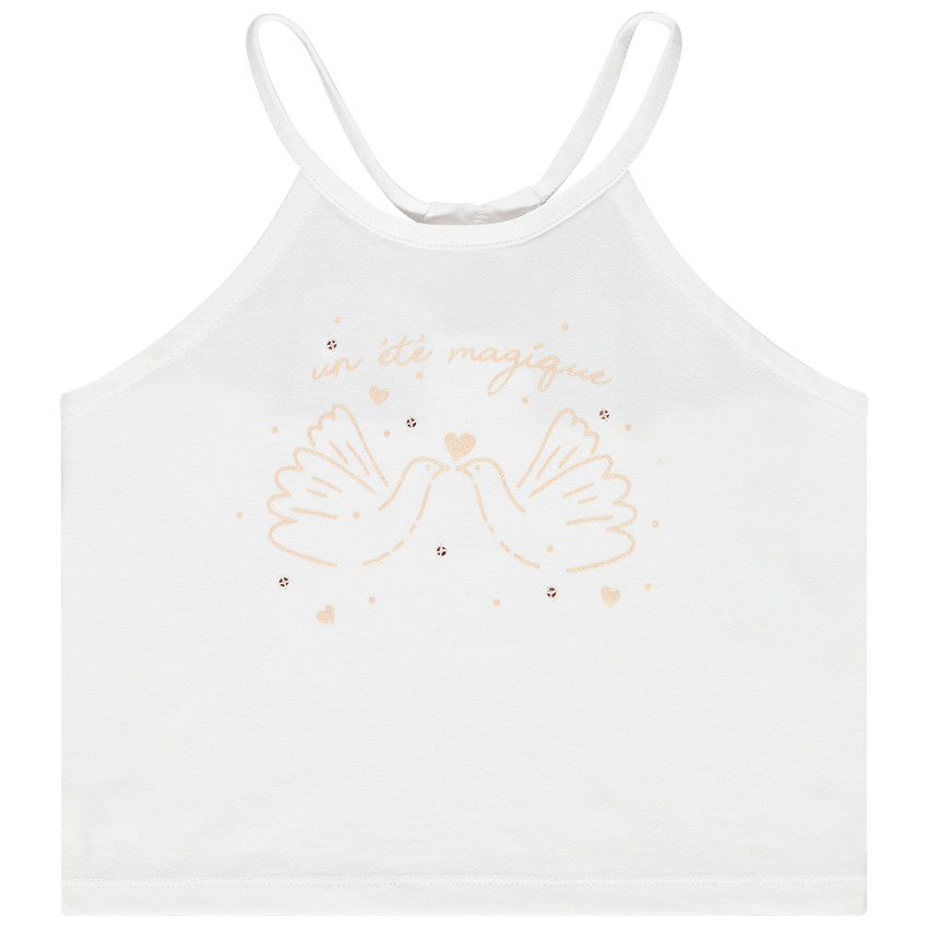 Schoudertop met print en pailletten voor meisjes 