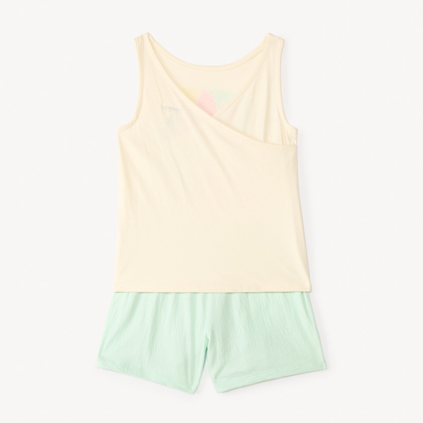 Tweedelig set met mouwloos shirt en bloemetjes shortrok meisjes 