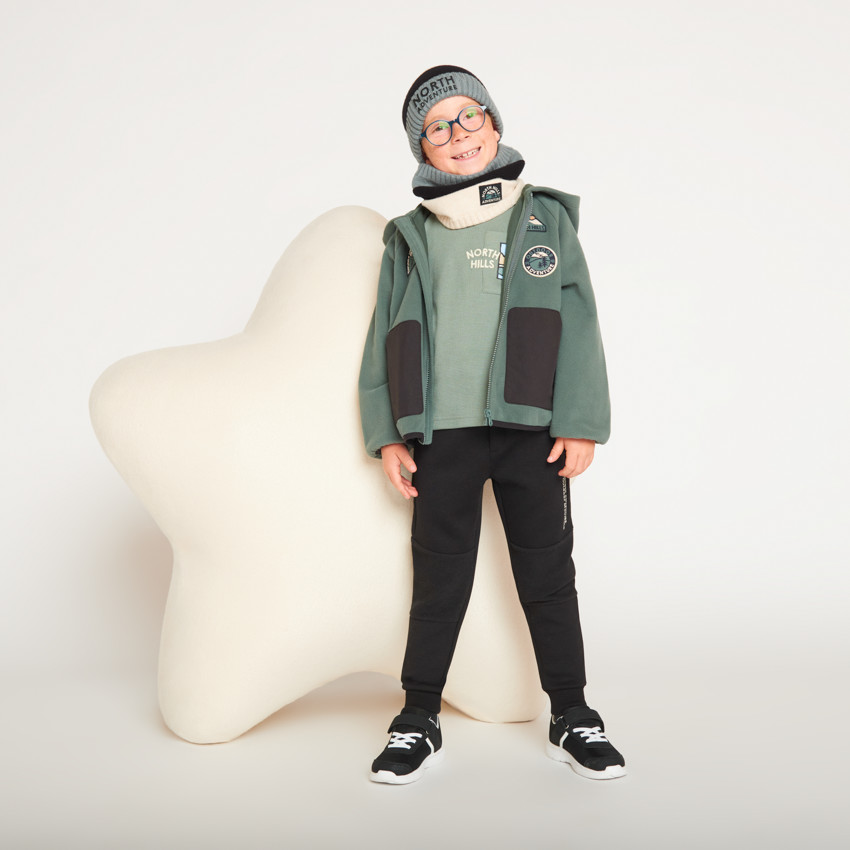 Set bonnet + snood effet color block pour garçon 