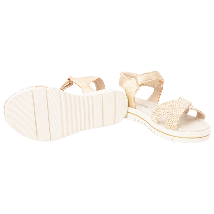 Gouden sandalen met kruisbanden en slangenprint voor meisjes 