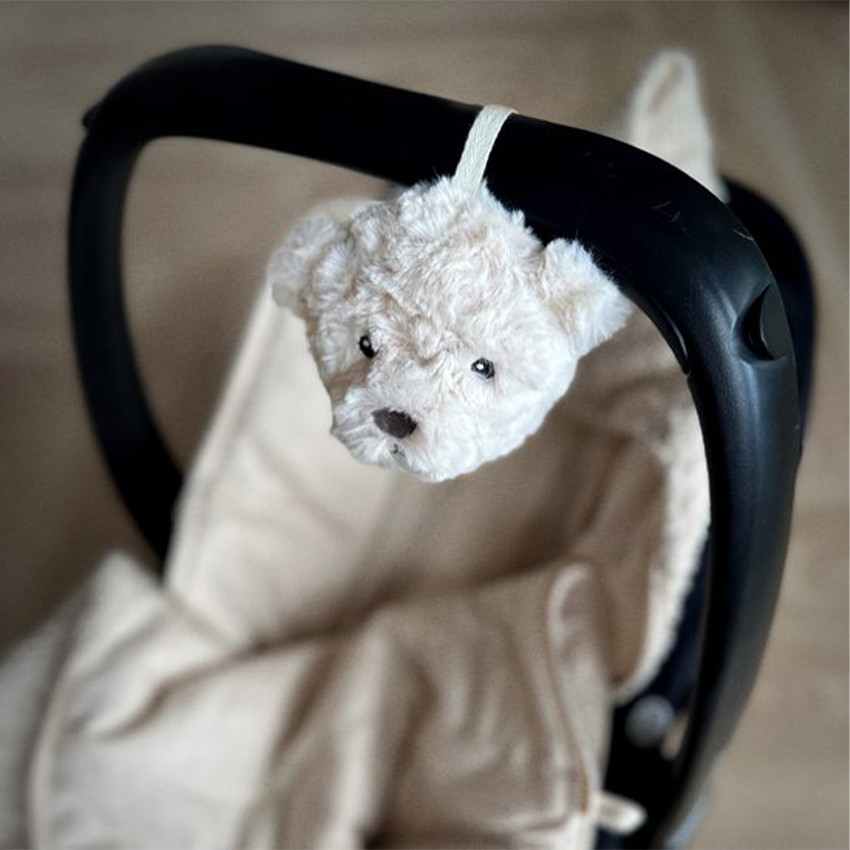 Peluche musicale tête d'ours Lou - à piles AAA - Ecru 