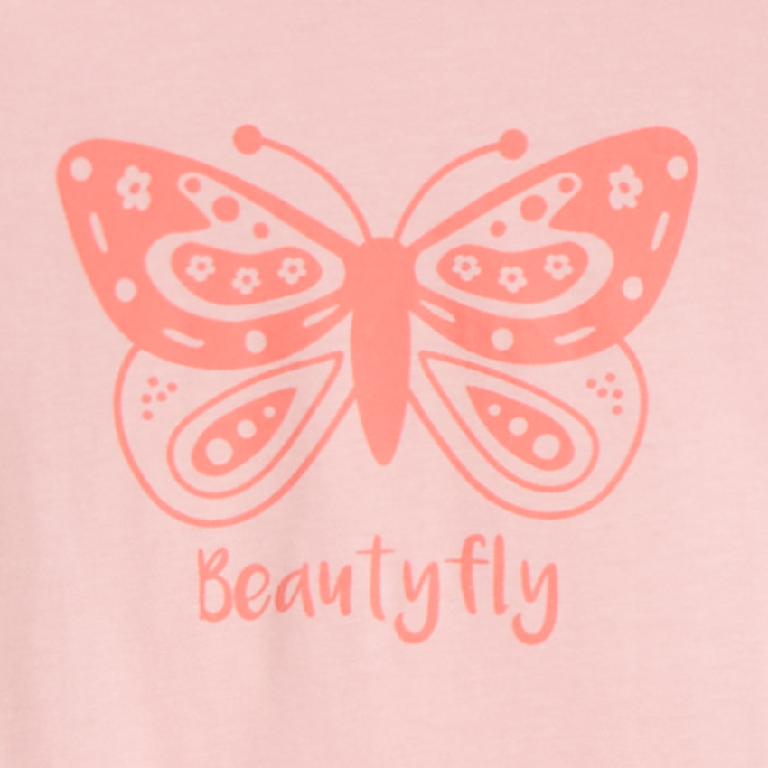 Set pyjama 2 pièces unis avec print papillon fille 