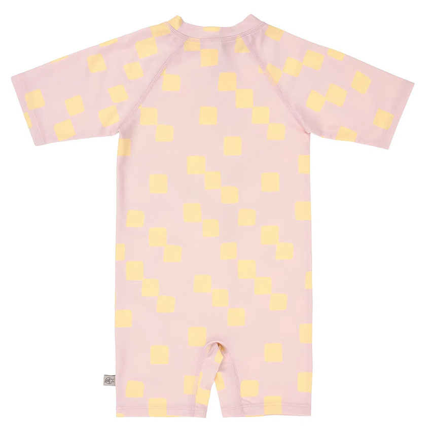 Maillot de bain manches courtes T92 (19-24 mois) Checkerboard Pale Pink/Yellow 