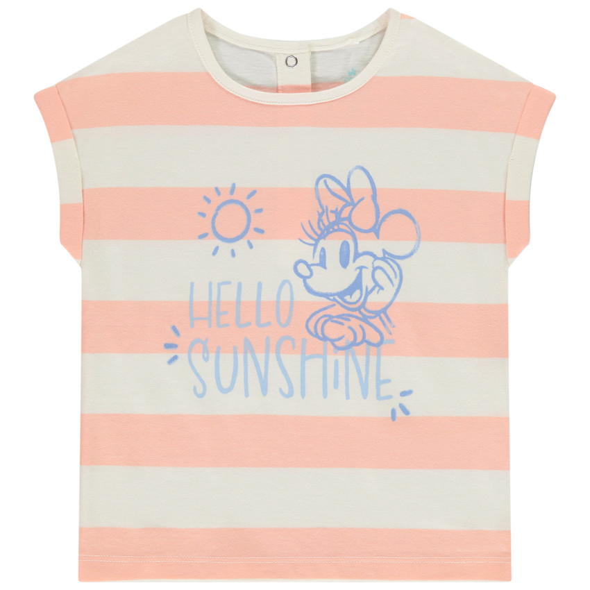 T-shirt met korte mouwen gestreept print Minnie Disney voor baby meisje 
