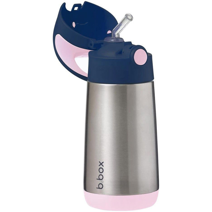 Gourde Isotherme 350ml avec paille silicone Rose 12m+ 