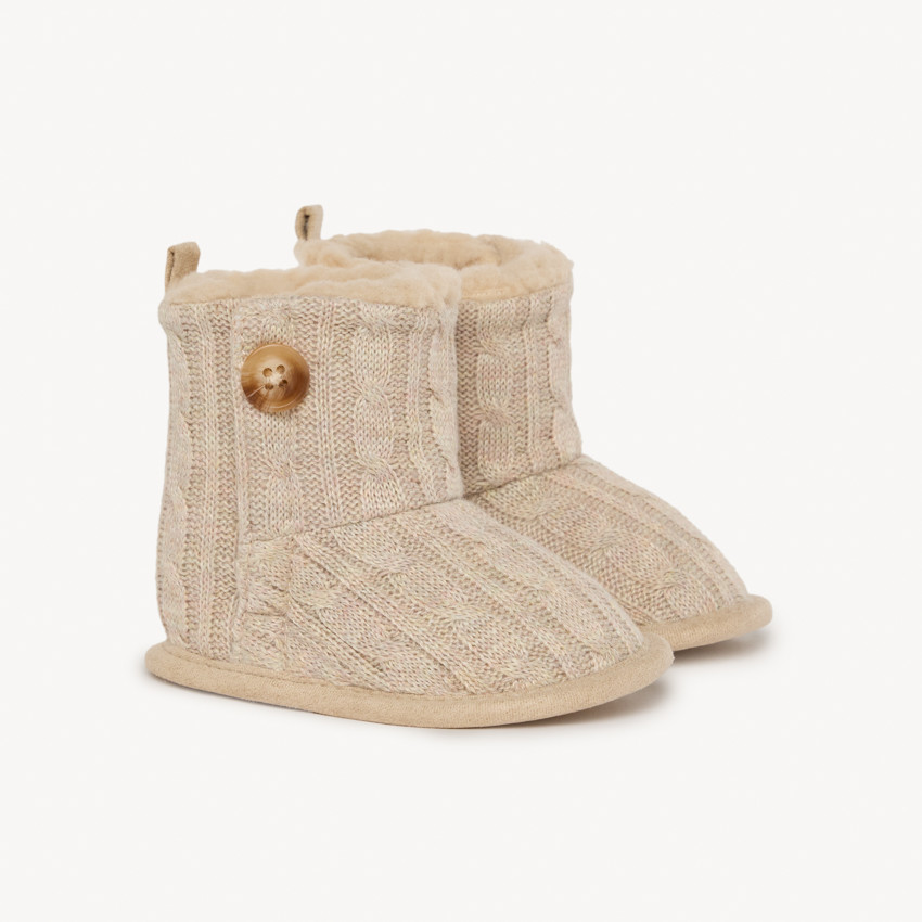 Pantoffels laarzen met fleece en knop voor baby 