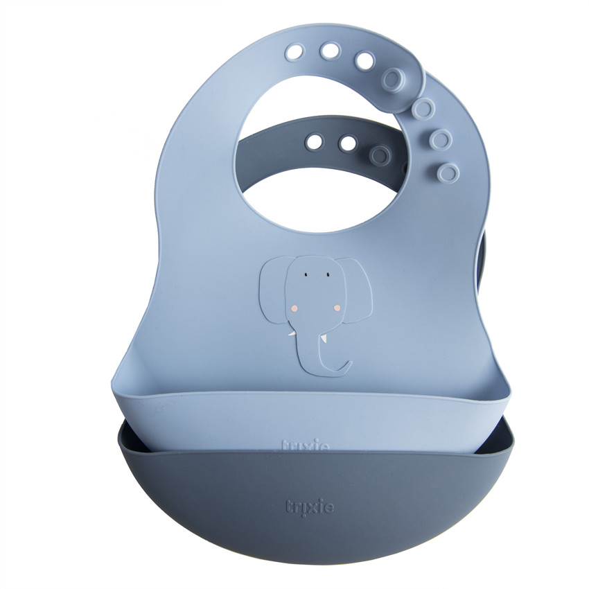 Lot de 2 bavoirs en silicone - Mrs Elephant 