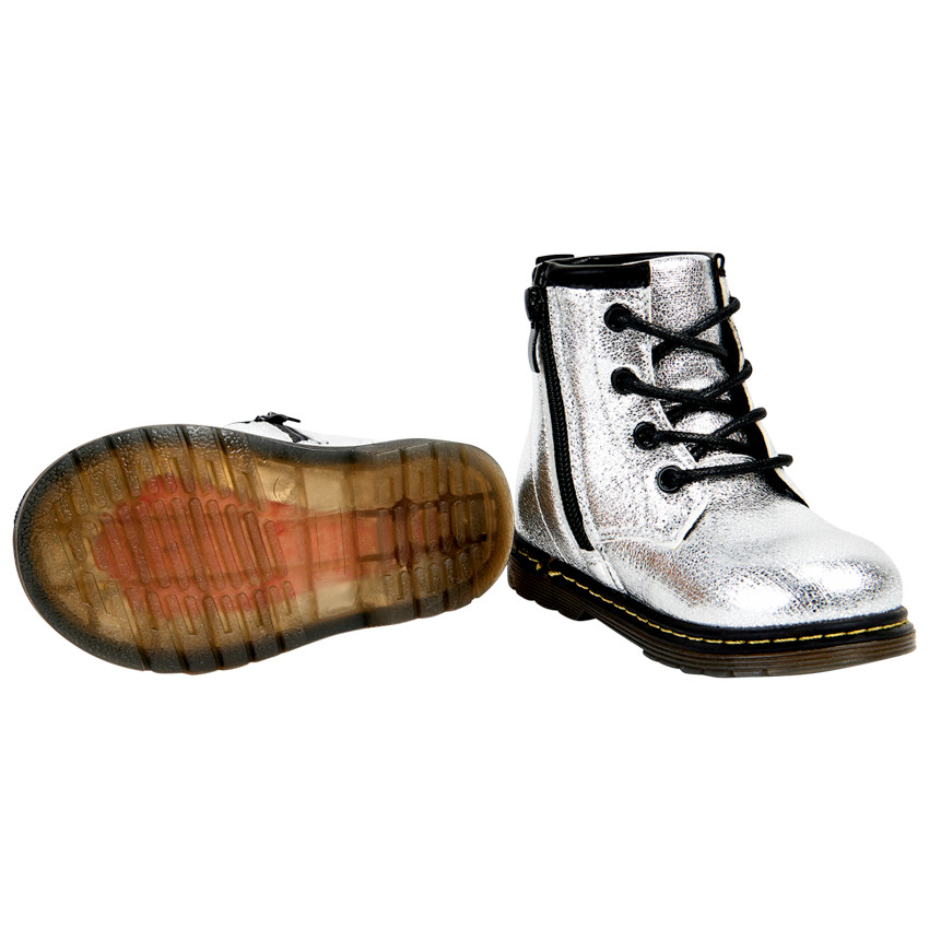 Bottillons argentés effet métallisé à zip pour fille 