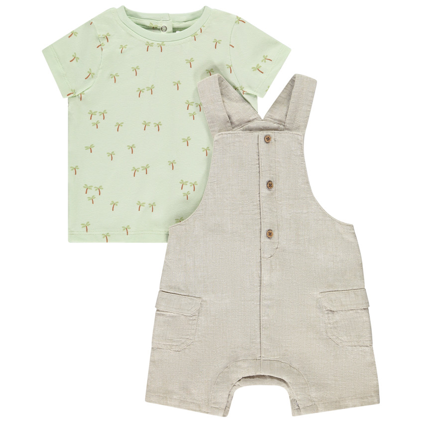 Ensemble salopette + t-shirt imprimé palmier pour bébé garçon  