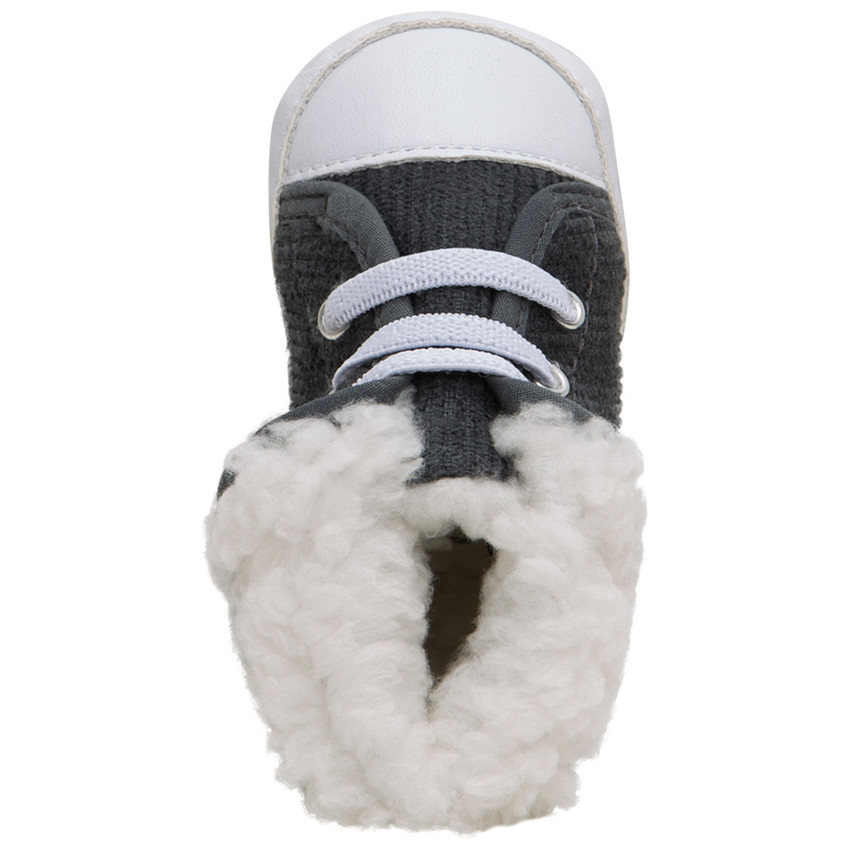 Baskets côtelées avec revers en fausse fourrure  