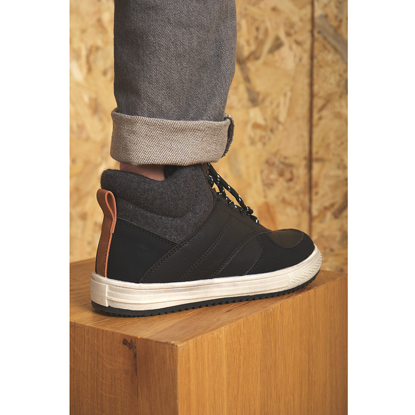 Bottillons à lacets avec col en tricot et semelle crantée pour garçon 