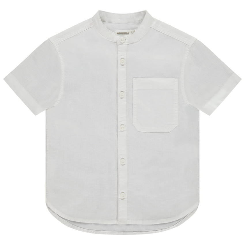 Chemise manches courtes uni à col mao pour garçon 