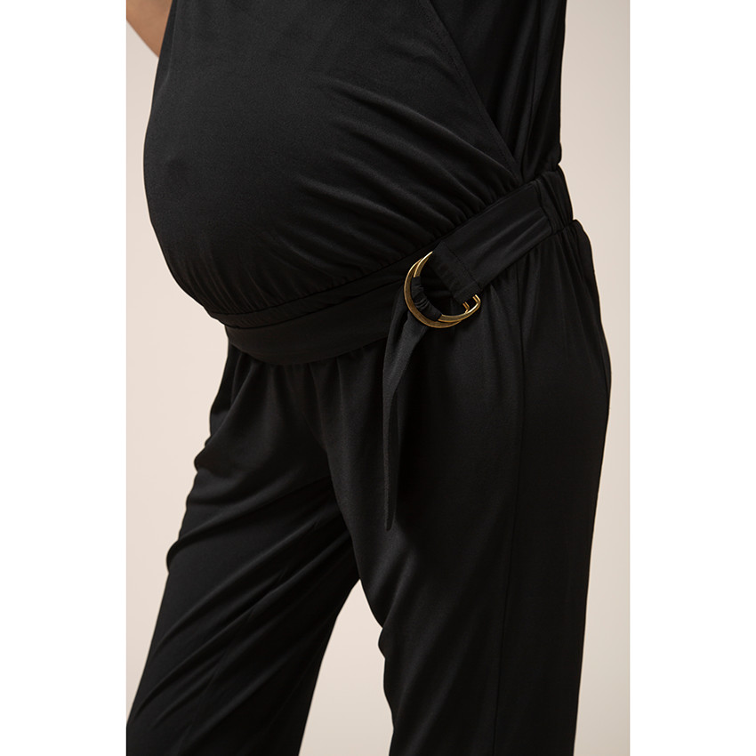Lange zwangerschapsjumpsuit met verstelbare riem 