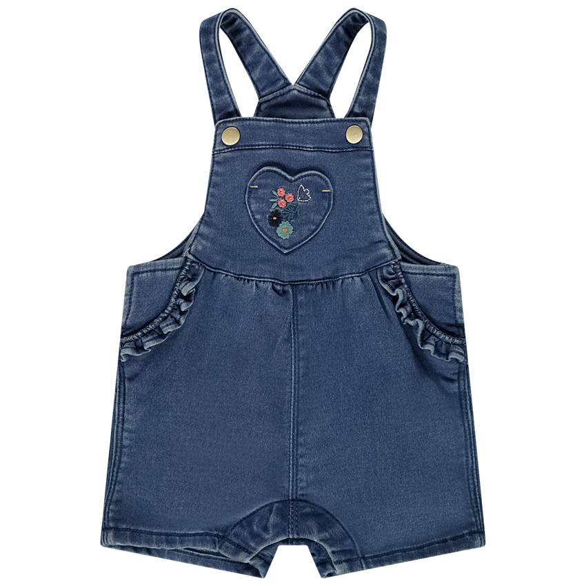 Salopette courte effet jean pour bébé fille 