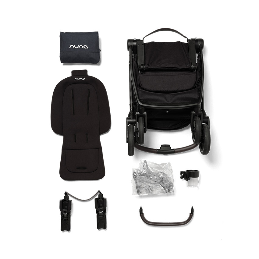 Poussette réversible avec roues pivotantes 360° Swiv caviar 