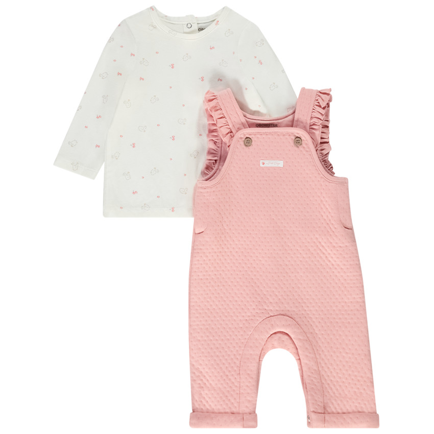 Twee-delige set met salopette voor babymeisjes 