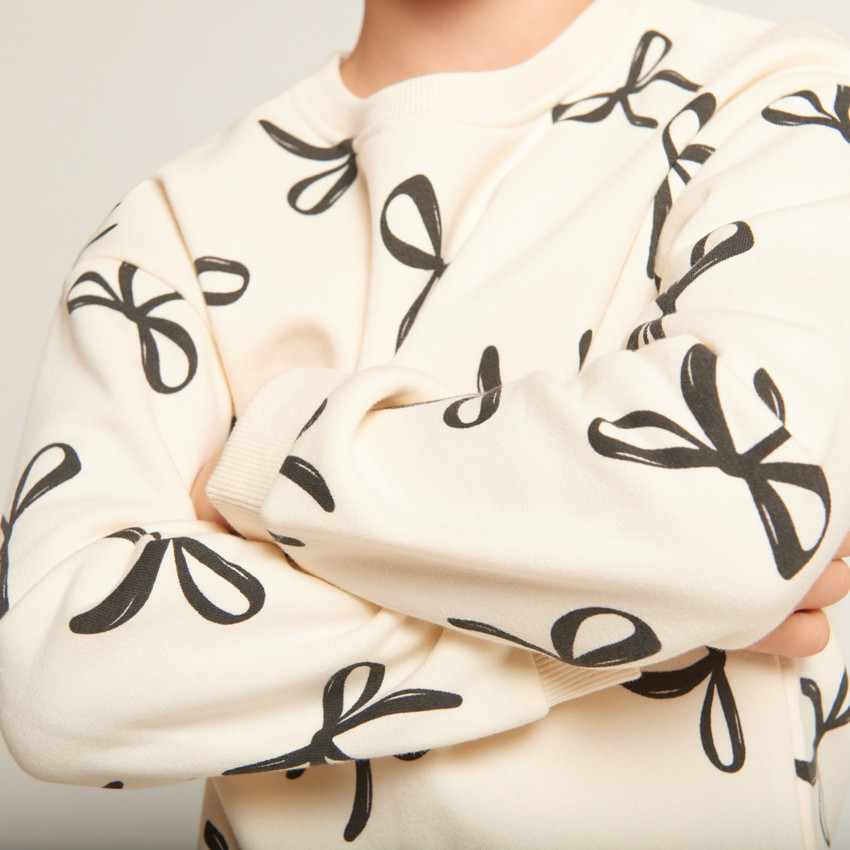 Robe en molleton imprimé nœuds pour fille   