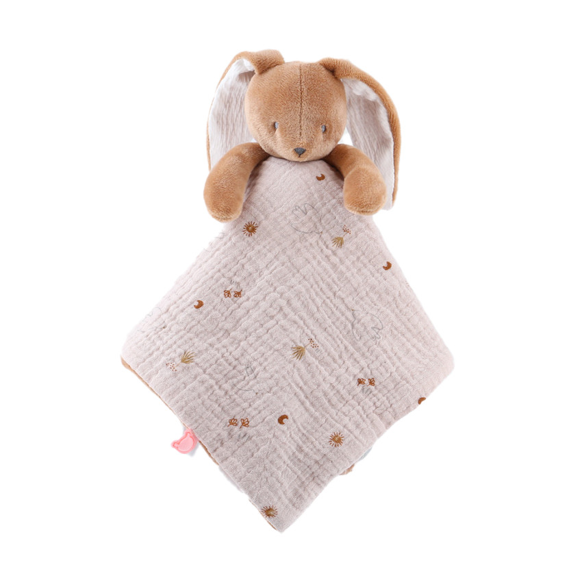 Doudou plat Jour & Nuit bi-matière Moka le lapin 