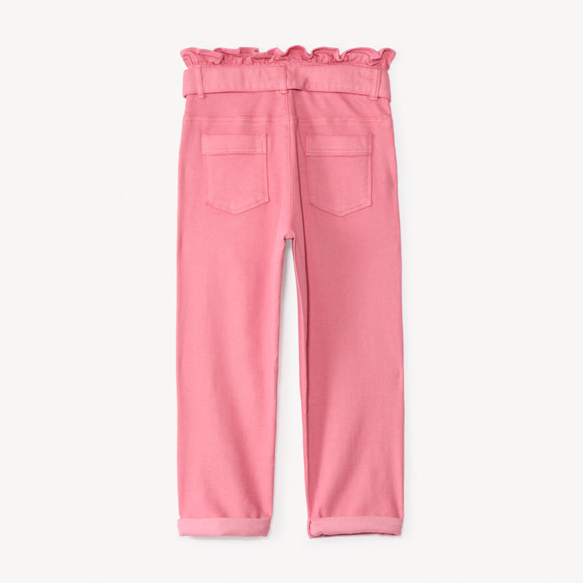 Jean paperbag uni avec ceinture à nouer pour fille 