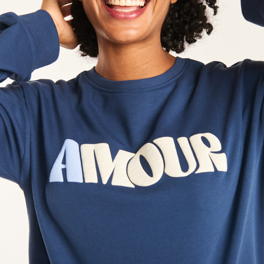 Sweatshirt in fleece met Amour print voor dames 