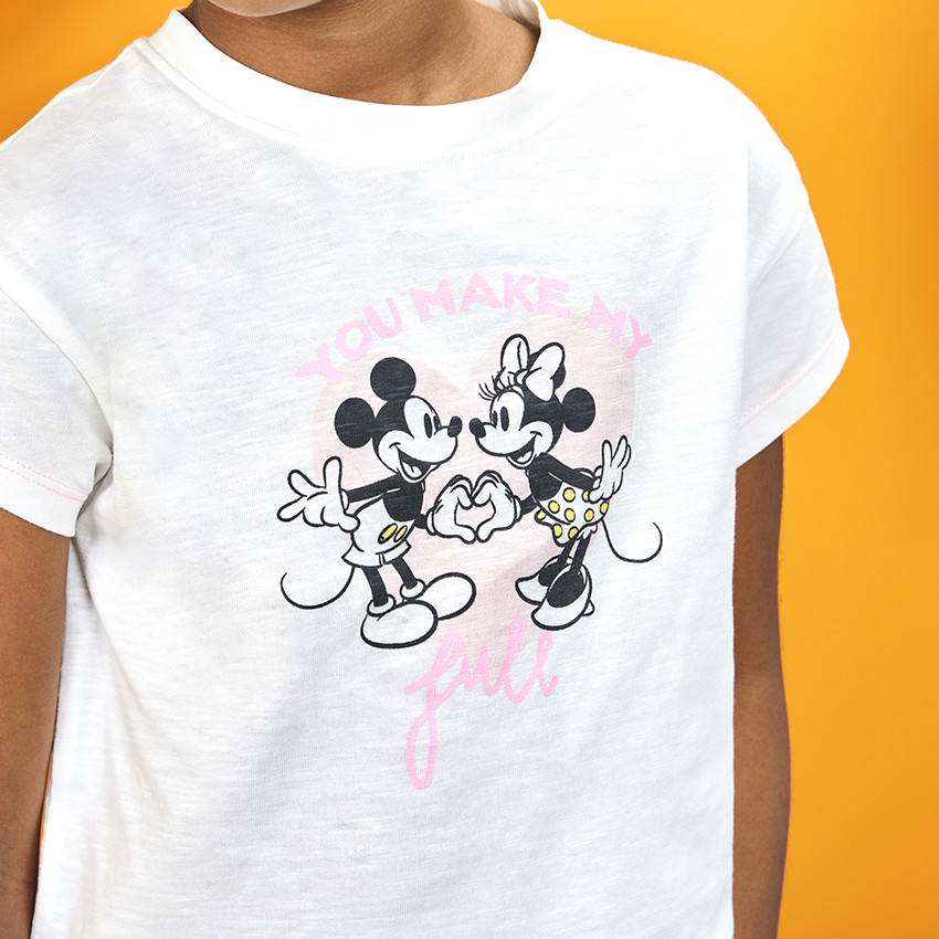 T-shirt met korte mouwen print Minnie Disney voor meisjes 