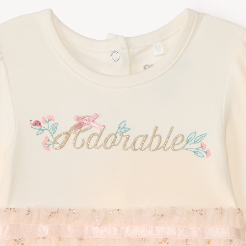 Robe body à manches longues effet 2 en 1 pour bébé fille 