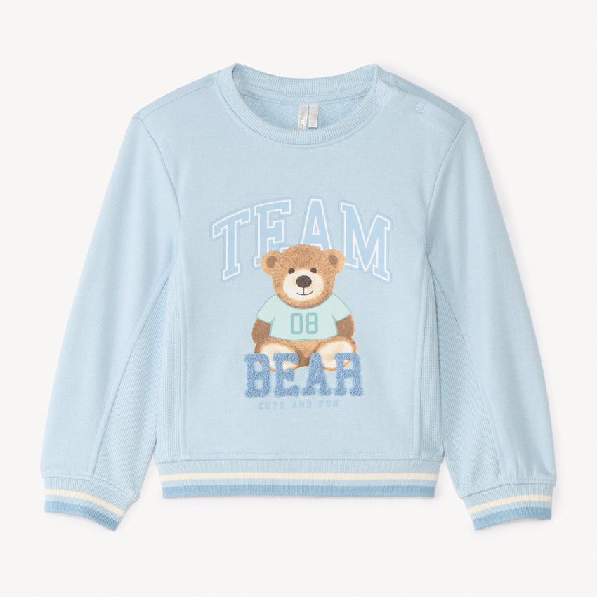 Sweater met print en bouclette patch voor babyjongen 